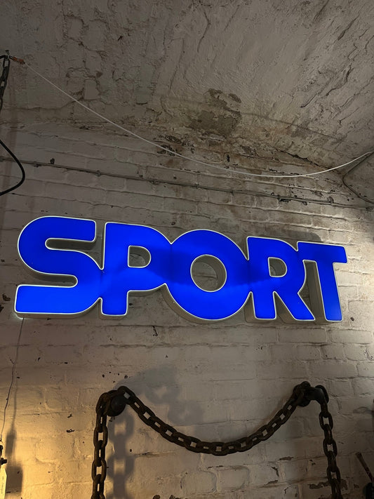 Leuchtschriftzug „Sport“ – Original Leuchtreklame Metall - goodoldletters