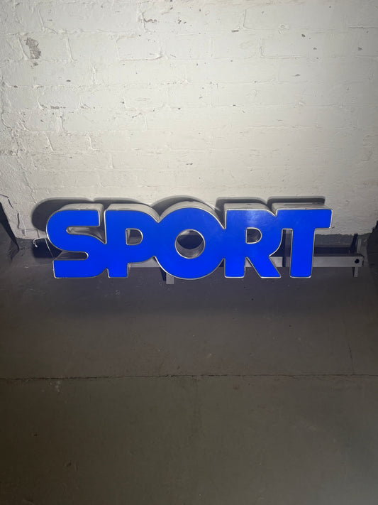 Leuchtschriftzug „Sport“ – Original Leuchtreklame Metall